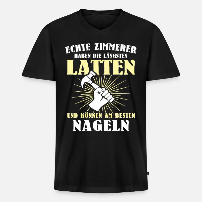 Zimmerer Sprüche Zimmermann - Männer Premium Bio T-Shirt mit V-Ausschnitt - Schwarz