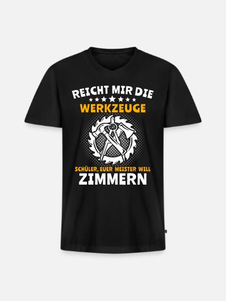 Zimmermann Zimmerer Zimmerleute - Männer Premium Bio T-Shirt mit V-Ausschnitt - Schwarz