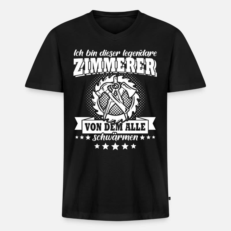 Zimmermann Zimmerer - Männer Premium Bio T-Shirt mit V-Ausschnitt - Schwarz
