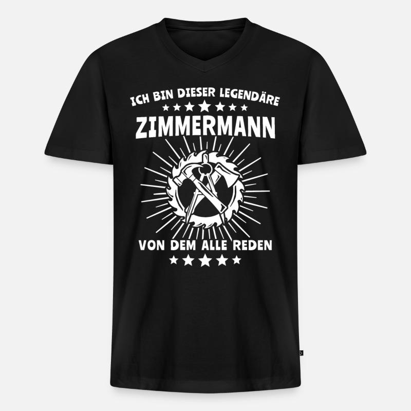Zimmermann Zimmerer - Männer Premium Bio T-Shirt mit V-Ausschnitt - Schwarz