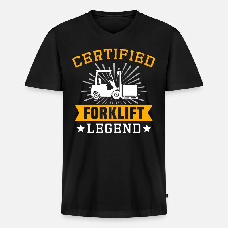 Staplerfahrer Stapler Lagerist Gabelstapler - Männer Premium Bio T-Shirt mit V-Ausschnitt - Schwarz
