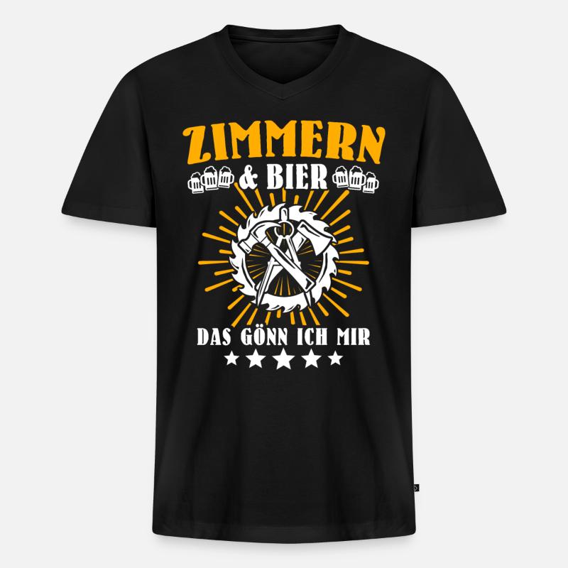 Zimmermann Zimmerer - Männer Premium Bio T-Shirt mit V-Ausschnitt - Schwarz