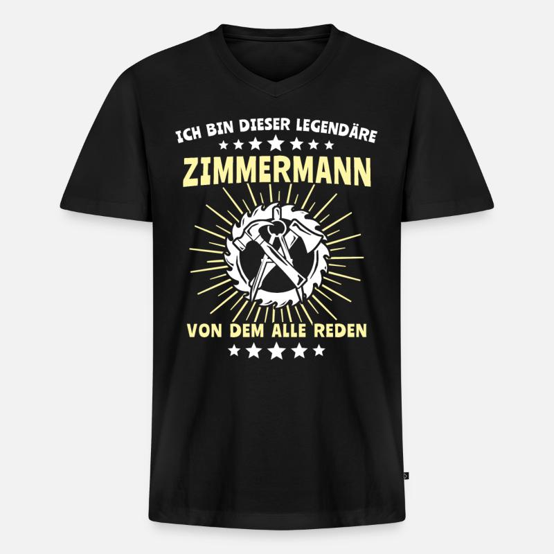 Zimmermann Zimmerer - Männer Premium Bio T-Shirt mit V-Ausschnitt - Schwarz