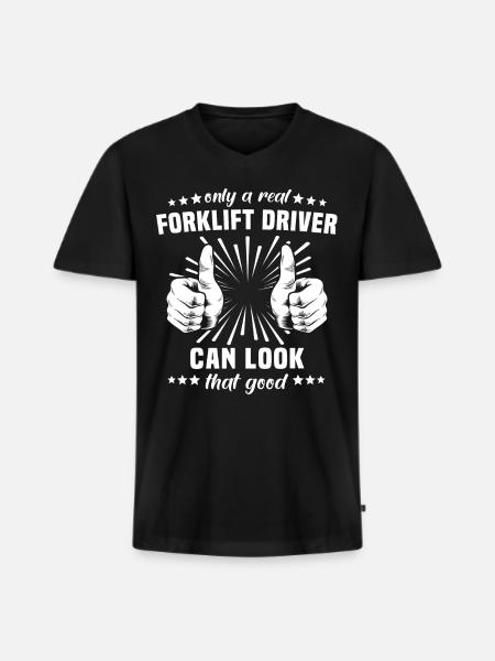 Gabelstapler Stapler Staplerfahrer - Männer Premium Bio T-Shirt mit V-Ausschnitt - Schwarz