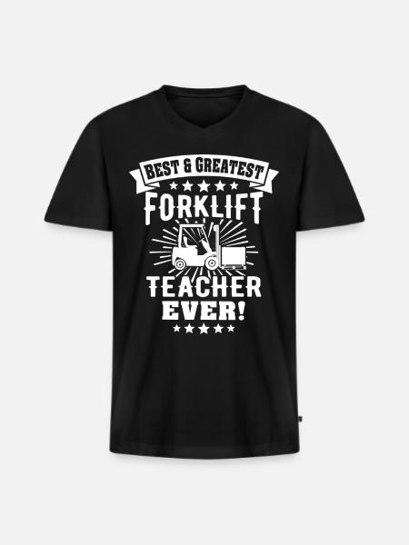 Gabelstapler Stapler Staplerfahrer - Männer Premium Bio T-Shirt mit V-Ausschnitt - Schwarz