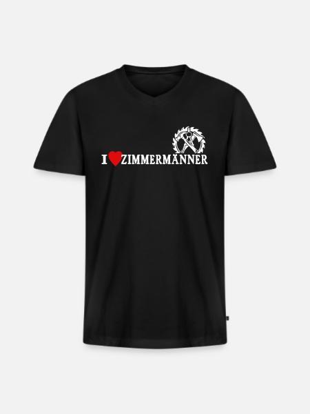 Zimmermann Liebe Zimmermänner - Männer Premium Bio T-Shirt mit V-Ausschnitt - Schwarz