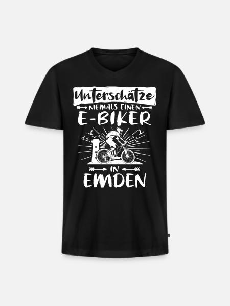 Emden Ebike Emdener Ebiker - Männer Premium Bio T-Shirt mit V-Ausschnitt - Schwarz