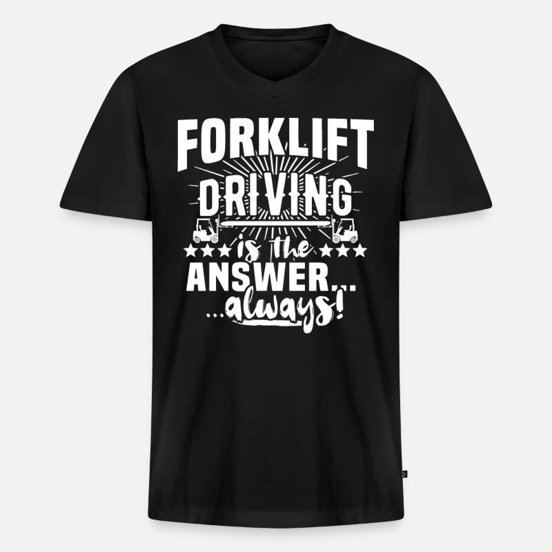 Staplerfahrer Gabelstapler - Männer Premium Bio T-Shirt mit V-Ausschnitt - Schwarz