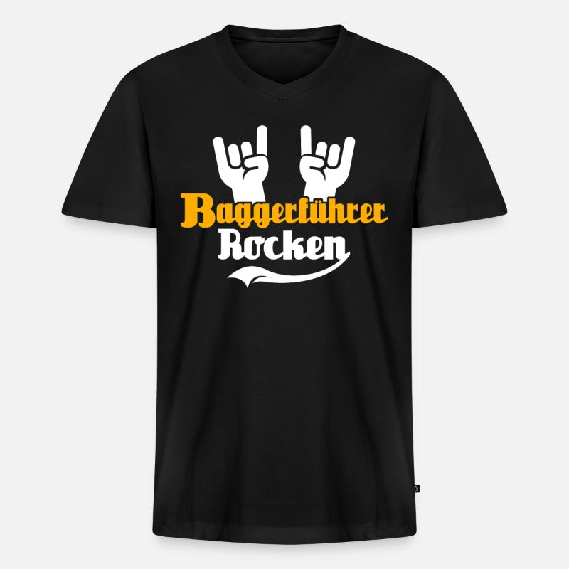 Baggerführer Bagger Baggerfahrer - Männer Premium Bio T-Shirt mit V-Ausschnitt - Schwarz