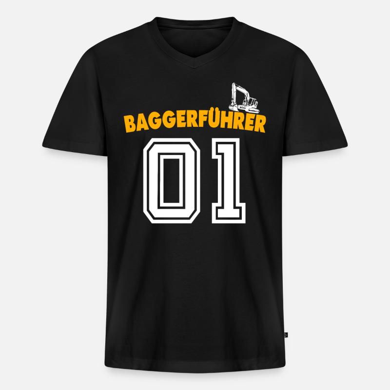 Baggerführer Bagger Baggerfahrer - Männer Premium Bio T-Shirt mit V-Ausschnitt - Schwarz