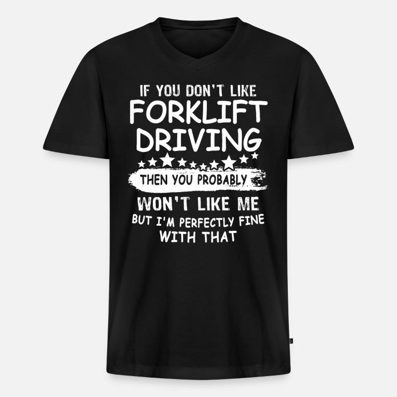 Gabelstapler Staplerfahrer - Männer Premium Bio T-Shirt mit V-Ausschnitt - Schwarz