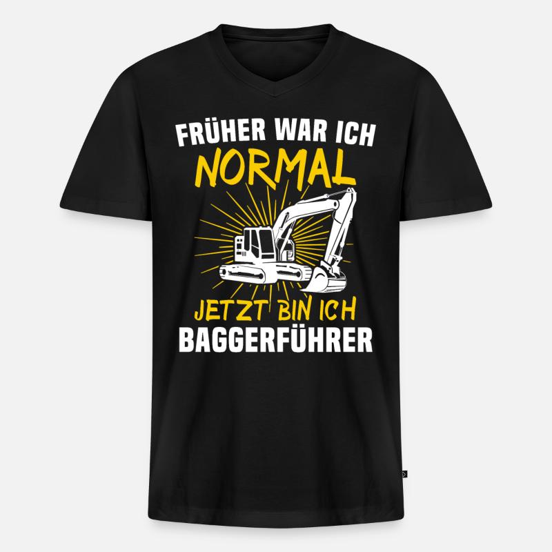 Baggerfahrer Bagger Fahren - Männer Premium Bio T-Shirt mit V-Ausschnitt - Schwarz