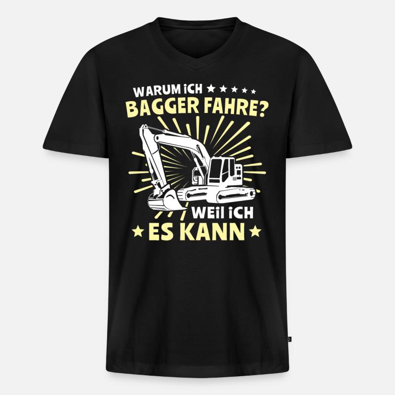 Baggerführer Bagger Baggerfahrer - Männer Premium Bio T-Shirt mit V-Ausschnitt - Schwarz
