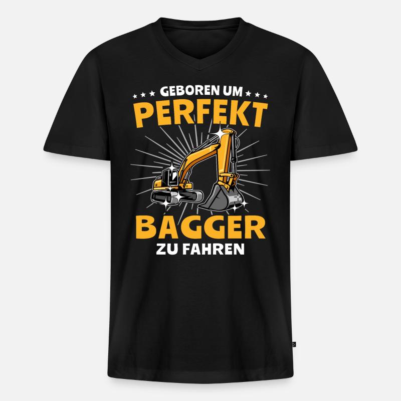 Baggerführer Bagger Baggerfahrer - Männer Premium Bio T-Shirt mit V-Ausschnitt - Schwarz