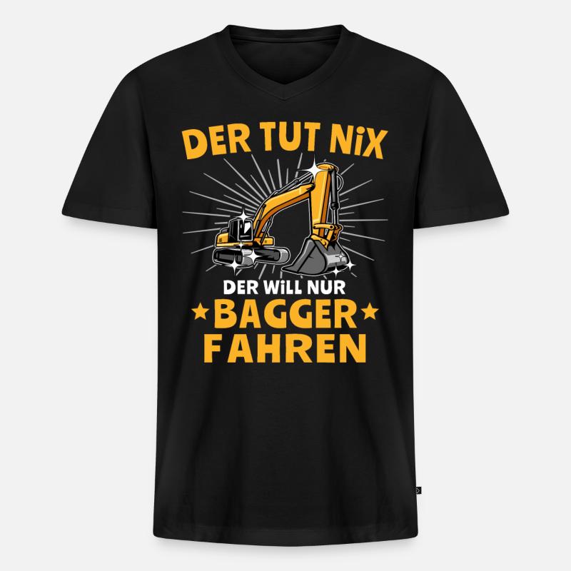 Baggerführer Bagger Baggerfahrer - Männer Premium Bio T-Shirt mit V-Ausschnitt - Schwarz
