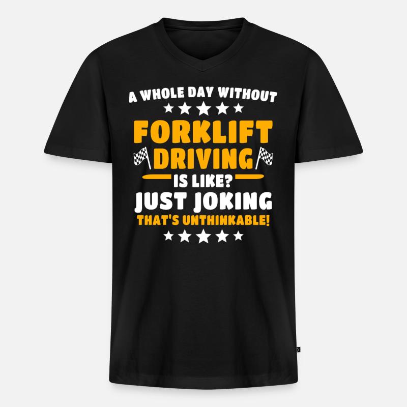 Gabelstapler Staplerfahrer - Männer Premium Bio T-Shirt mit V-Ausschnitt - Schwarz
