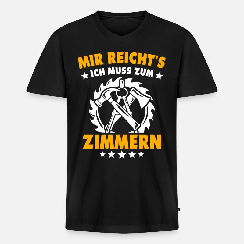 Zimmermann Zimmern Zimmerer - Männer Premium Bio T-Shirt mit V-Ausschnitt - Schwarz