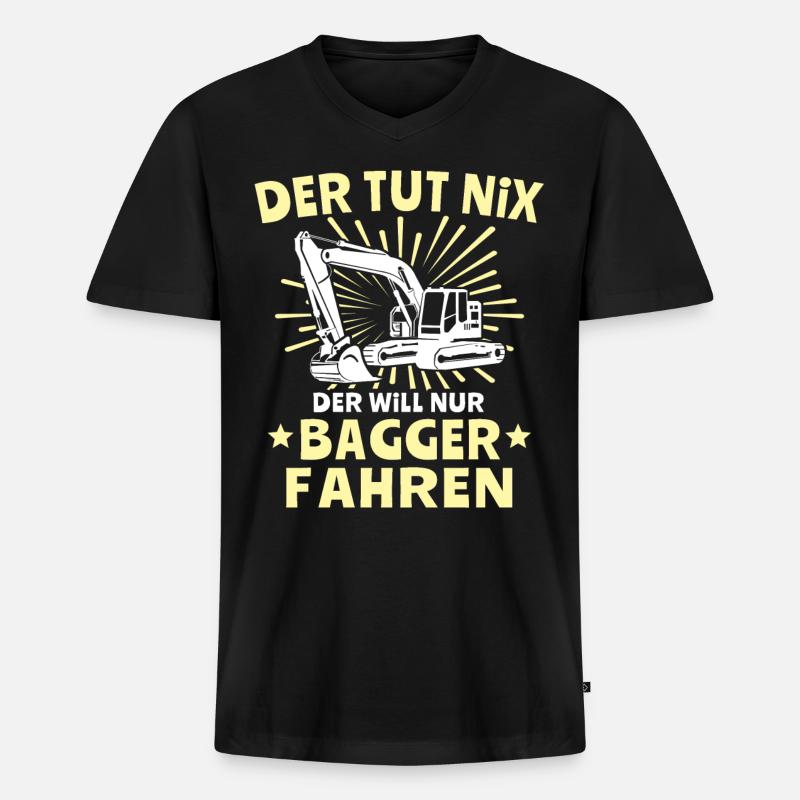 Baggerfuehrer Baggerfahrer - Männer Premium Bio T-Shirt mit V-Ausschnitt - Schwarz
