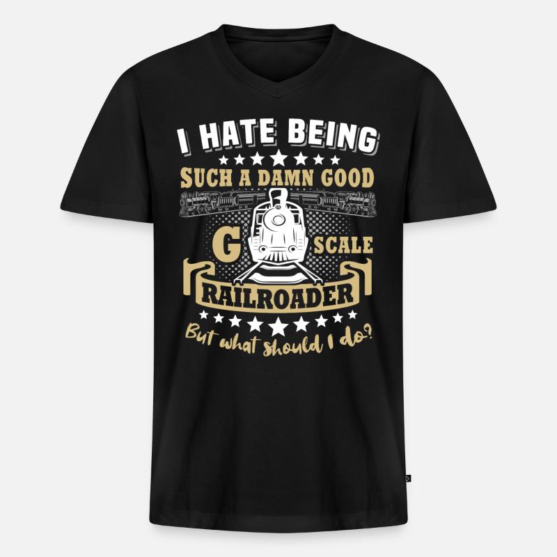 Gartenbahn Modelleisenbahn Spur G - Männer Premium Bio T-Shirt mit V-Ausschnitt - Schwarz