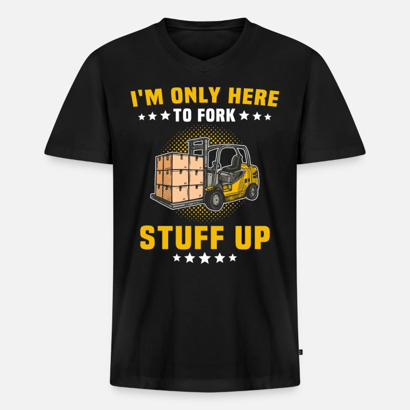 Stapler Gabelstapler - Männer Premium Bio T-Shirt mit V-Ausschnitt - Schwarz