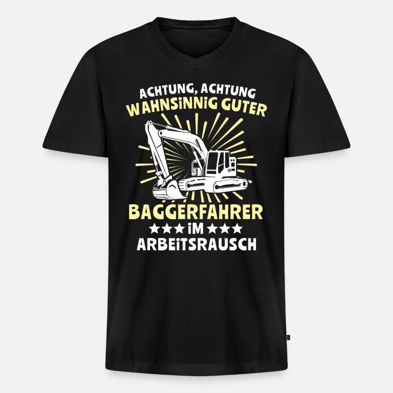 Baggerfuehrer Baggerfahrer - Männer Premium Bio T-Shirt mit V-Ausschnitt - Schwarz