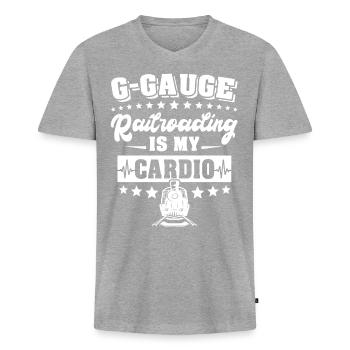 Garden Railway Gauge Model Railway - Men's Premium Organic T-shirt with V-neck - heather grey - Front