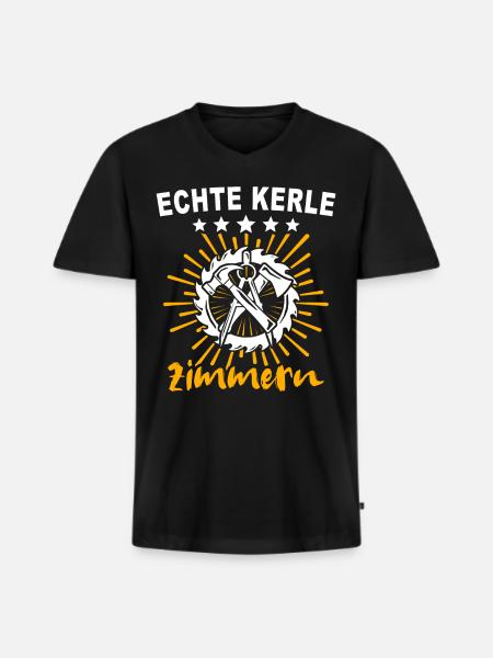 Zimmermann Zimmerer - Männer Premium Bio T-Shirt mit V-Ausschnitt - Schwarz