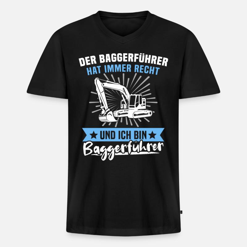 Baggerfahrer Baggerführer - Männer Premium Bio T-Shirt mit V-Ausschnitt - Schwarz