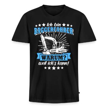 Baggerfahrer Bagger - Männer Premium Bio T-Shirt mit V-Ausschnitt - Schwarz - Vorne - Nico (187cm)