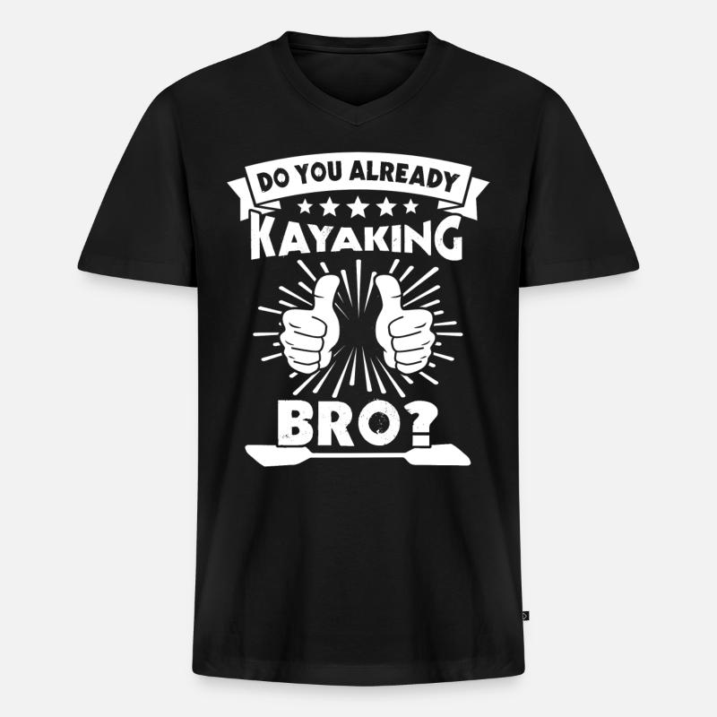 Kayaker Kayaking - Männer Premium Bio T-Shirt mit V-Ausschnitt - Schwarz
