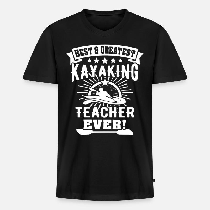 Kayaker Kayaking - Männer Premium Bio T-Shirt mit V-Ausschnitt - Schwarz