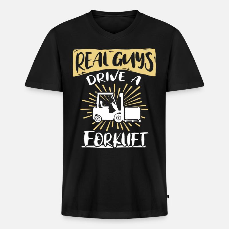 Gabelstapler Staplerfahrer - Männer Premium Bio T-Shirt mit V-Ausschnitt - Schwarz