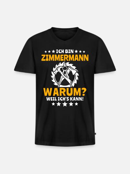 Zimmermann Zimmerer - Männer Premium Bio T-Shirt mit V-Ausschnitt - Schwarz