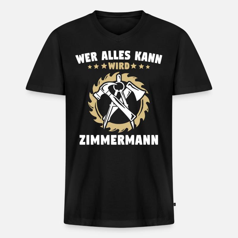 Zimmermann Zimmerer - Männer Premium Bio T-Shirt mit V-Ausschnitt - Schwarz