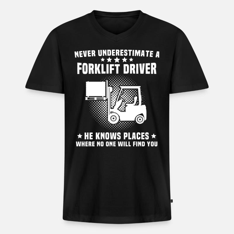 Stapler Staplerfahrer - Männer Premium Bio T-Shirt mit V-Ausschnitt - Schwarz