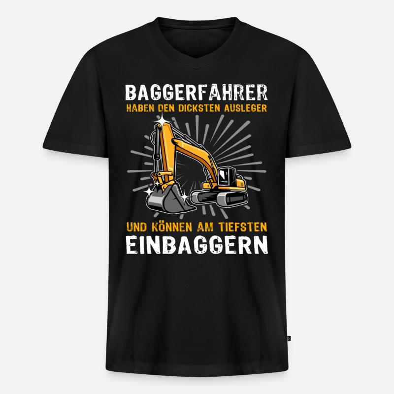 Bagger Baggerfahrer - Männer Premium Bio T-Shirt mit V-Ausschnitt - Schwarz