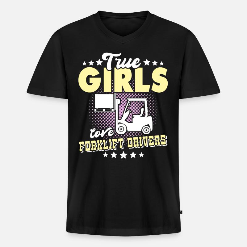 Stapler Mädchen Staplerfahrer - Männer Premium Bio T-Shirt mit V-Ausschnitt - Schwarz