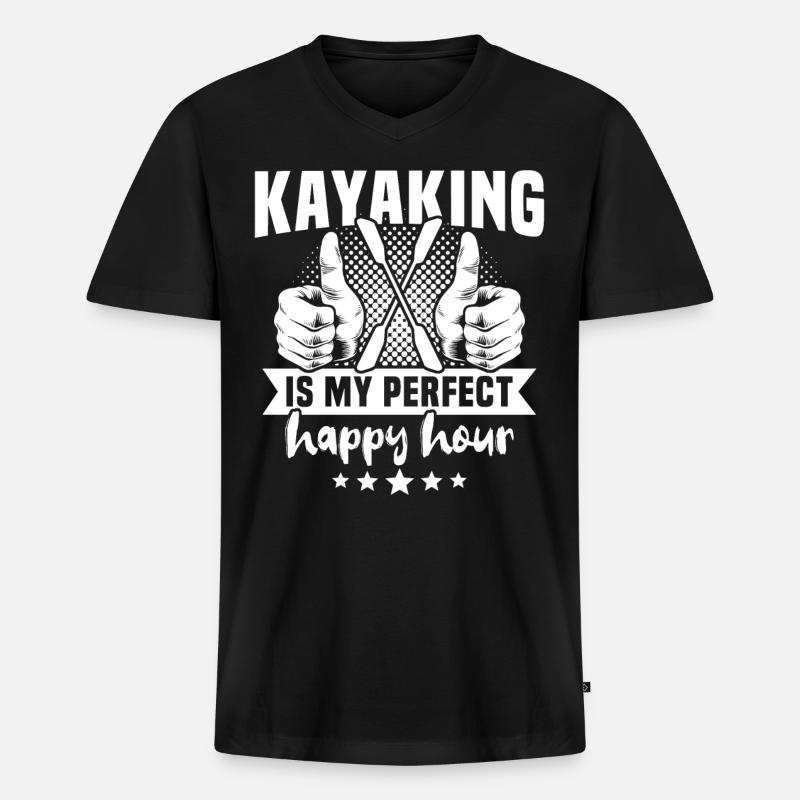 Kayaking Kayaker Kayak - Männer Premium Bio T-Shirt mit V-Ausschnitt - Schwarz