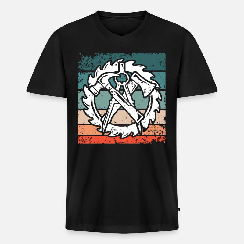 Zimmermann Sprüche Zimmerer - Männer Premium Bio T-Shirt mit V-Ausschnitt - Schwarz