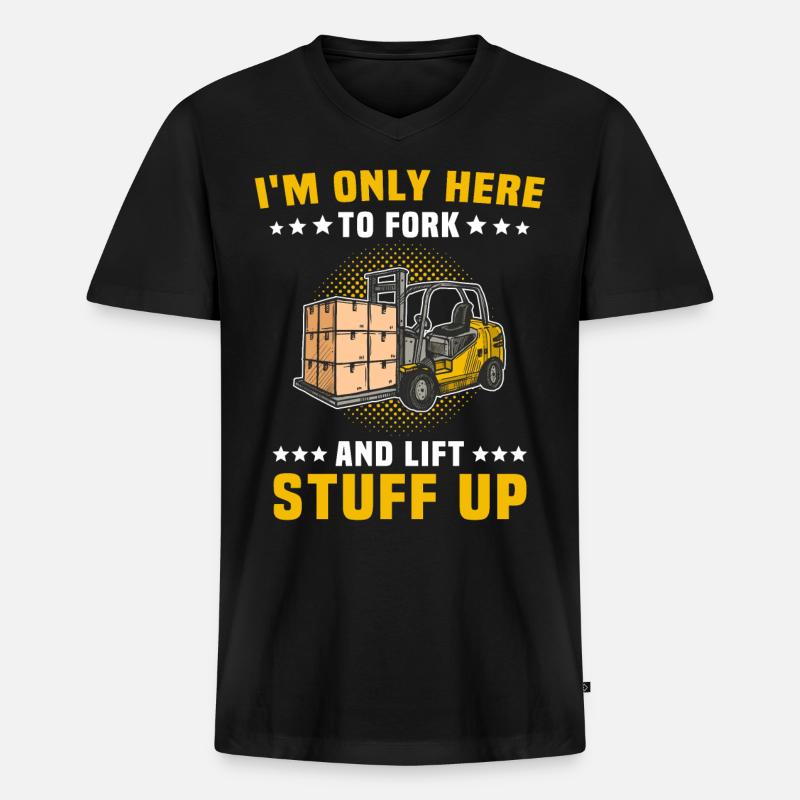Staplerfahrer Stapler Gabelstapler - Männer Premium Bio T-Shirt mit V-Ausschnitt - Schwarz