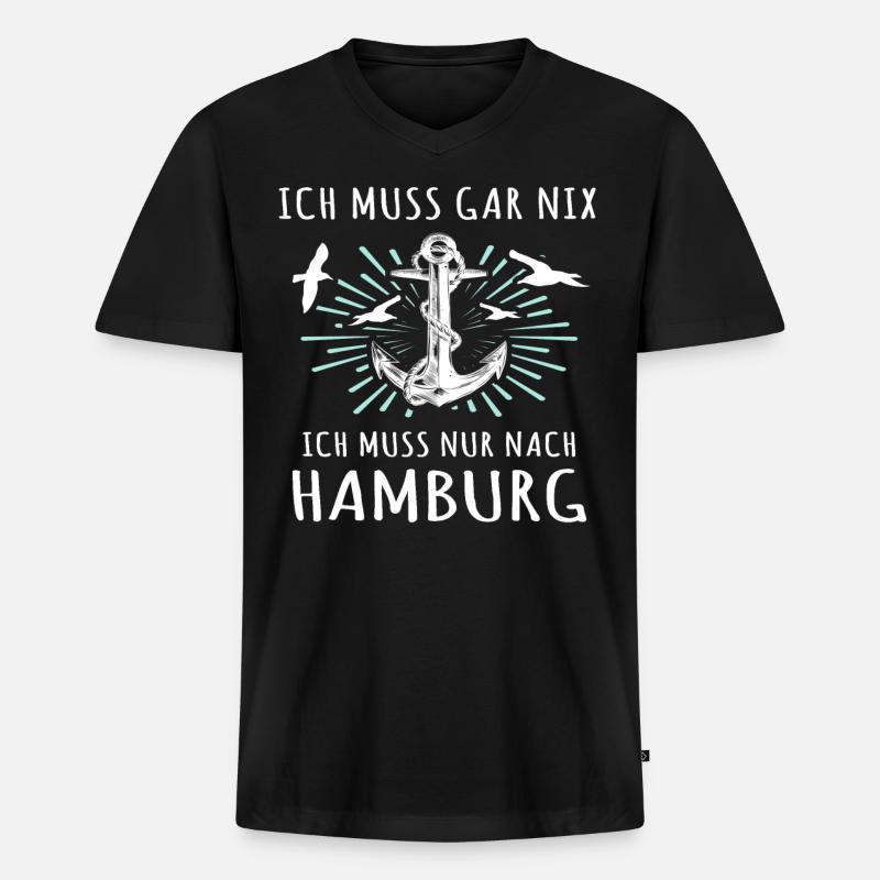 Hamburg Sprüche Hamburger Spruch - Männer Premium Bio T-Shirt mit V-Ausschnitt - Schwarz