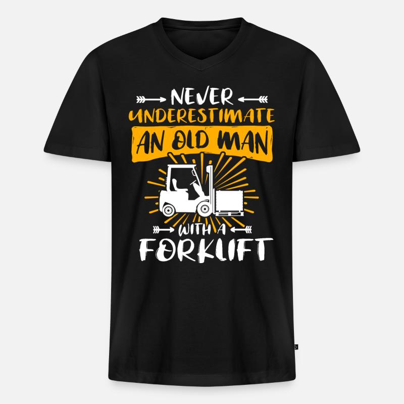Staplerfahrer Mann Stapler Unterschätze - Männer Premium Bio T-Shirt mit V-Ausschnitt - Schwarz