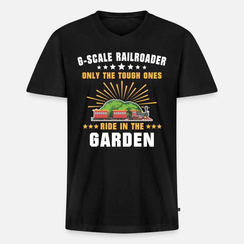 Gartenbahn Modellbahn Spur G - Männer Premium Bio T-Shirt mit V-Ausschnitt - Schwarz