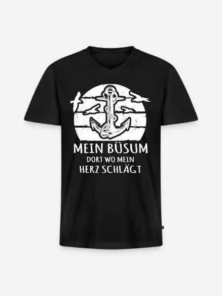 Büsum - Männer Premium Bio T-Shirt mit V-Ausschnitt - Schwarz