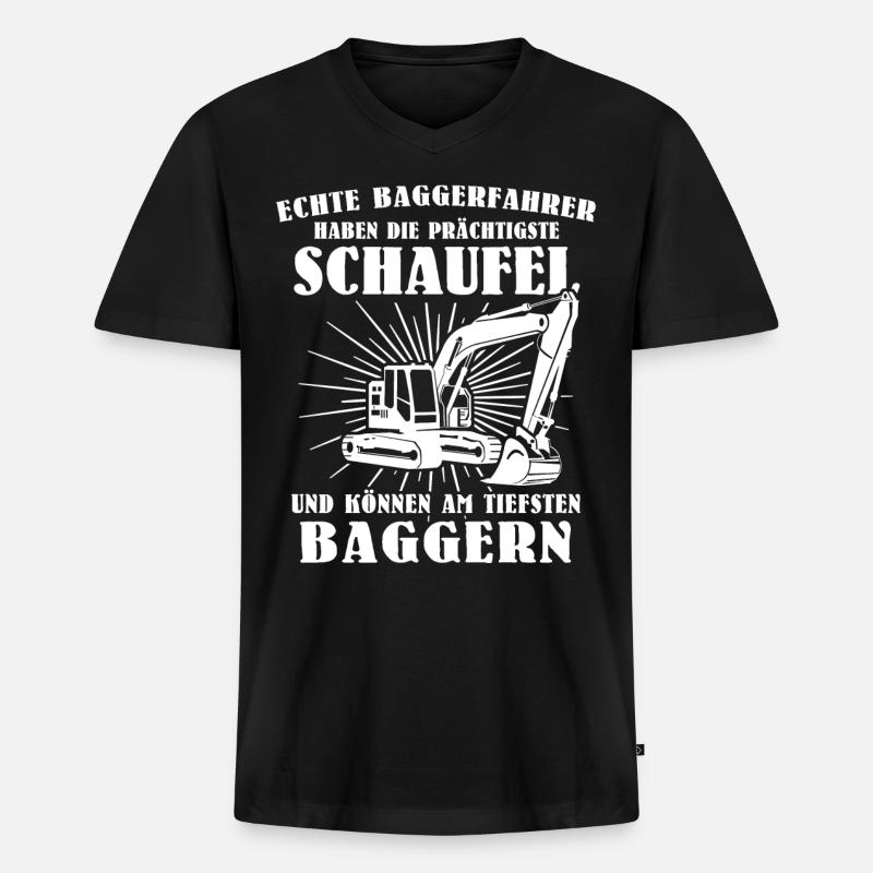 Baggerführer Bagger Baggerfahrer - Männer Premium Bio T-Shirt mit V-Ausschnitt - Schwarz