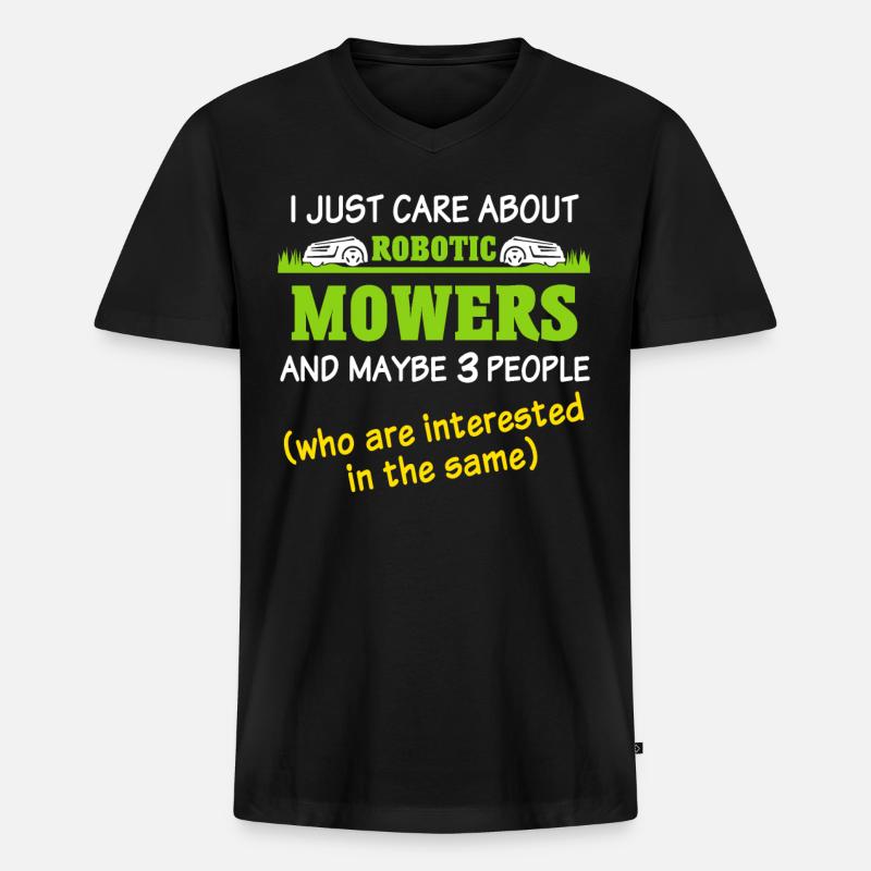 Mähroboter Rasenmäher Roboter - Männer Premium Bio T-Shirt mit V-Ausschnitt - Schwarz