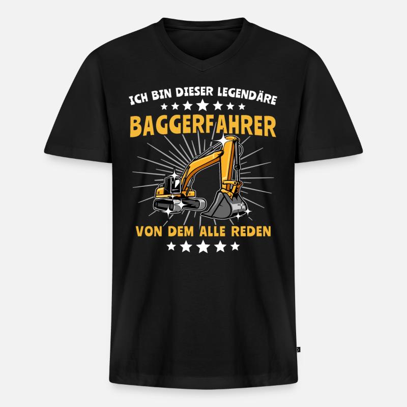 Baggerfuehrer Sprüche - Männer Premium Bio T-Shirt mit V-Ausschnitt - Schwarz
