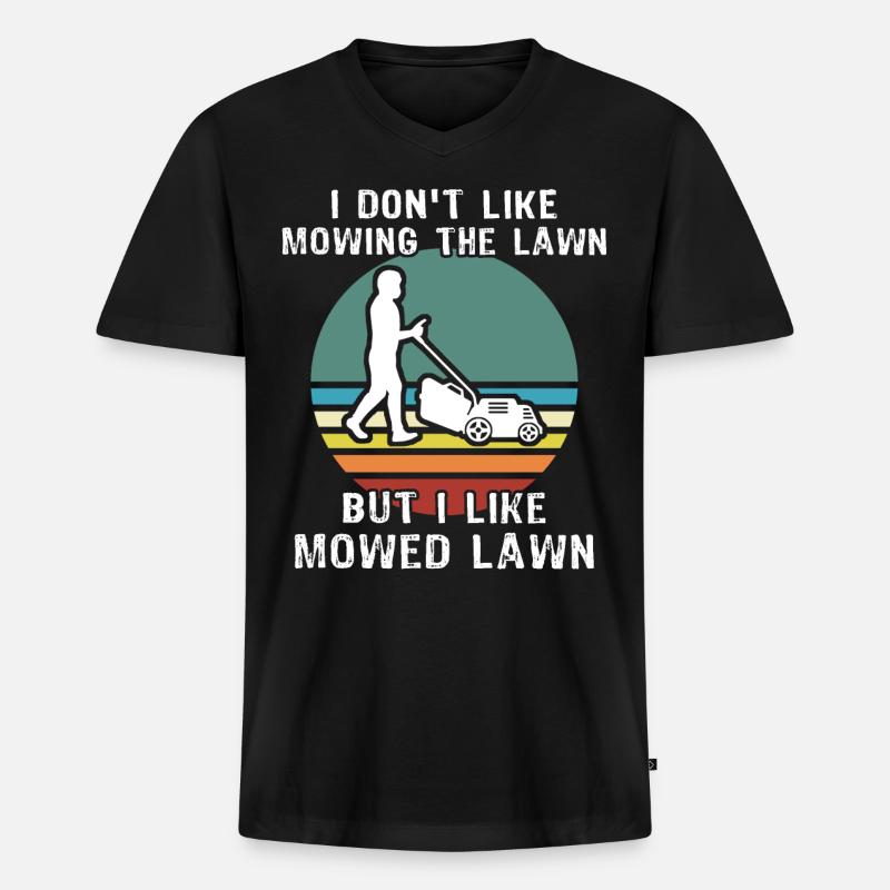 Rasen Mähen - Männer Premium Bio T-Shirt mit V-Ausschnitt - Schwarz