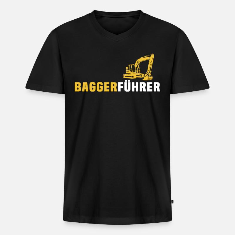 Bagger Ich Liebe Baggerfahrer - Männer Premium Bio T-Shirt mit V-Ausschnitt - Schwarz