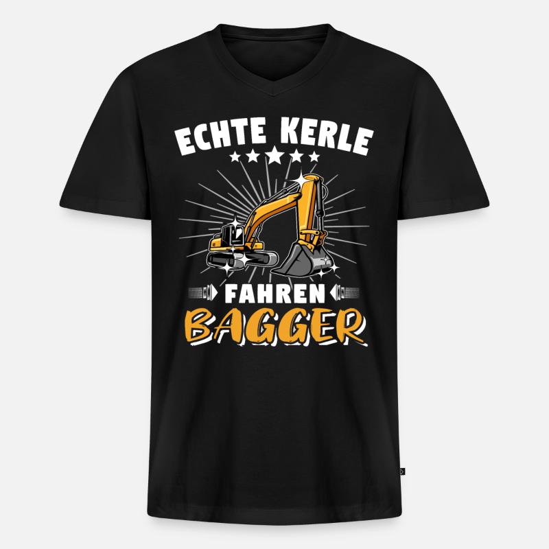 Bagger Baggerfahrer Baggern - Männer Premium Bio T-Shirt mit V-Ausschnitt - Schwarz